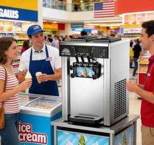 Machine à crème glacée commerciale en acier inoxydable avec système de refroidissement rapide pour la restauration, les cafés et les pâtisseries, pour une utilisation quotidienne - Product Image 1