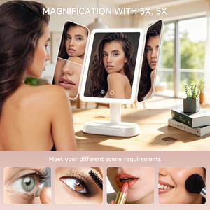 Miroir de maquillage LED pliable 3X 5X avec 3 couleurs de lumière, luminosité réglable, portable, de bureau, pliable, miroir de voyage - Product Image 5
