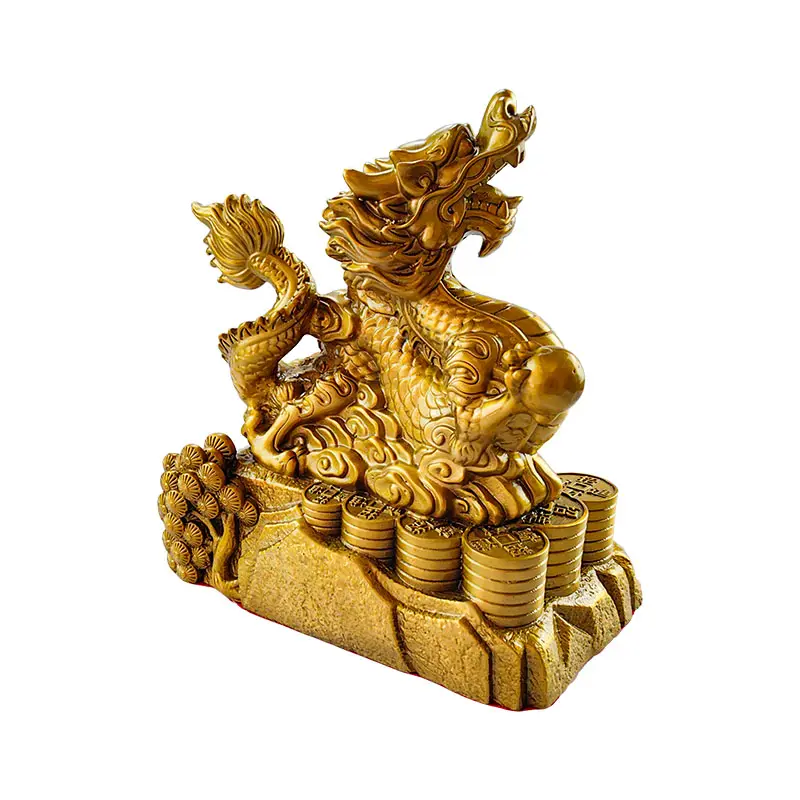 Métal design artisanat bronze table statue produits maison fengshui ornements décor à la maison métal doré laiton zodiaque dragon