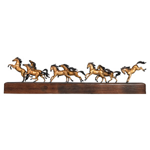 Escultura de latón de ocho caballos galopantes, años del cobre y del oro, hecha a mano, decoración para el hogar, adorno para la sala de estar - Product Image 1