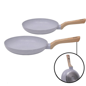 Ensemble de casseroles en céramique antiadhésives modernes, 13 pièces, avec poignées en bois et couvercles en verre, pour cuisinières à gaz et à induction - Product Image 3