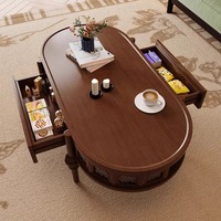 Table basse vintage française en bois massif, petite table design pour salon, nouveau modèle de table basse ronde pour buffet