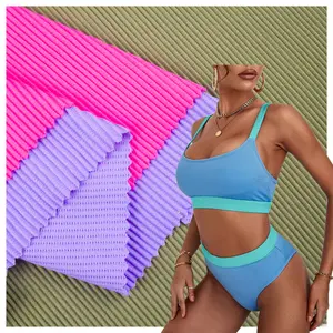 Hete Verkoop Geribbeld Spandex Inslag Gebreide Polyamides Spandex Rib Stof Voor Bikini