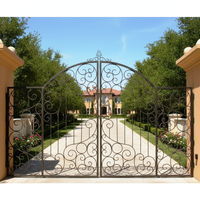 Portes automatiques battantes en fer forgé sur mesure pour entrée et allée de villa, usage extérieur, durables, écologiques, avec moteurs électriques