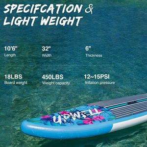 Tabla de Paddle Surf Inflable Upwell de 10'6" x 32" x 6" Ligera para Deportes Acuáticos Recreativos - Product Image 2