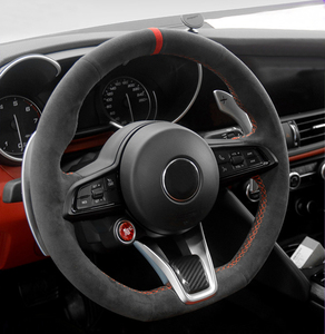 Housse de volant en Alcantara pour <span class=keywords><strong>Alfa</strong></span> <span class=keywords><strong>Romeo</strong></span> Giulia 2020 2021-<span class=keywords><strong>2022</strong></span> Stelvio <span class=keywords><strong>Tonale</strong></span> <span class=keywords><strong>2022</strong></span> Accessoires de voiture - Product Image 2