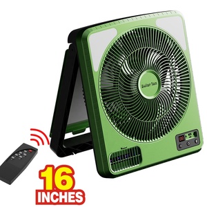 Ventilador Solar Plegable Portátil de 16 Pulgadas, Recargable, para Camping, con 5 Aspas, Batería de Litio de 15W y 16000mAh, Luces Antimosquitos - Product Image 1