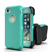 Coque de protection antichoc hybride pour iPhone 6 +/7 +/8 + 3 couches, étui de protection pour iPhone 8 Plus, coque de téléphone Anti-choc avec clip