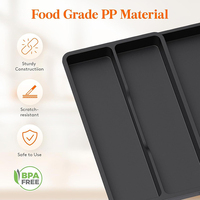Organisateur de tiroir à ustensiles plateau de cuisson extensible pour tiroir de cuisine 3 compartiments porte-couverts réglable