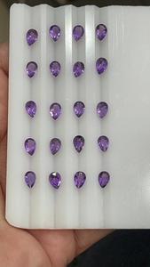 หินควอตซ์เทียบเทียบอัญมณีอเมทิสต์ธรรมชาติสีลูกแพร์ตัดลึกทำด้วยมือ - Product Image 5