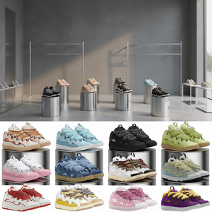 GOOD SHOE GD007 <span class=keywords><strong>Sneakers</strong></span> di Design in <span class=keywords><strong>Pelle</strong></span> alla Moda Scarpe Casual Eleganti Blu Denim Bianco Leopardato Uomo <span class=keywords><strong>Donna</strong></span> Traspiranti con Lacci - Product Image 4