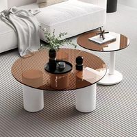 Table basse en verre, style luxe léger et simple, ronde, minimaliste, style nordique