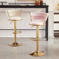 Tabouret de bar moderne en métal doré, réglable en hauteur et pivotant, pour bar à domicile et usage commercial