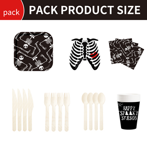 DAMAI Halloween-themed Paper Plate Set - Skull Bone Paper Plate Set Disposable Party Tableware - Product Image 6