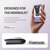 Cartera con Bloqueo RFID, Tarjetero con Clip para Billetes, Organizador de Viaje, Rastreador Integrado, Cartera Delgada con AirTag para Mujer