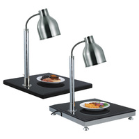 Matériel de restauration de luxe pour buffet d'hôtel à Dubaï, en acier inoxydable, alimenté par batterie électrique, base en marbre noir, chauffe-plats double tête