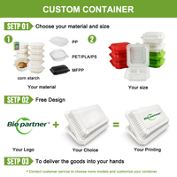 Boîte à lunch jetable biodégradable en amidon de maïs, emballage plastique à emporter, conteneur alimentaire à 3 compartiments, boîte à clapet pour emporter
