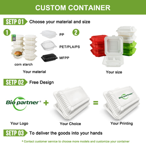 Contenitore per Alimenti Biodegradabile Usa e Getta in Amido di Mais, Scatola per Pranzo da Asporto con 3 Scomparti, Confezione in Plastica per Take Away - Product Image 3