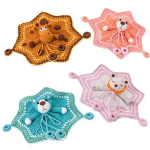 Neugeborene Geschenke 100% handgemachte Häkel strick Baby Tröster Schöne Kuscheltier Kopf Spielzeug Soft Crochet Sicherheits decke