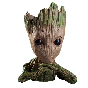 Maceta de poliresina para bebé Groot, modelo Popular de pluma Treeman, manos en la barbilla, bonitas flores de plantas verdes