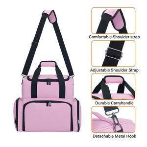 Bolsa de maquillaje profesional grande de muestra gratis, caja de tren de cosméticos de viaje, bolsa de maquillaje de artista de 3 capas, divisor de limpieza ajustable - Product Image 3