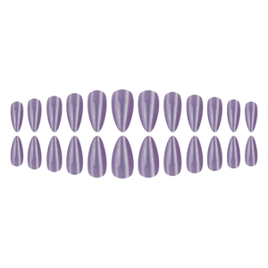 Faux ongles à presser violet pailleté, forme amande moyenne, brillants, couvrance totale, réutilisables, pour femmes, usage quotidien, fêtes, beauté et décoration - Product Image 5