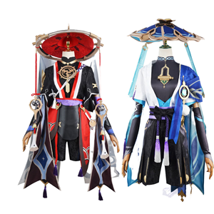 Pour Genshin Impact <span class=keywords><strong>Scaramouche</strong></span> <span class=keywords><strong>Cosplay</strong></span> Costume Set Halloween Balladeer Kunikuzushi Bucket Hat & Perruque Sumeru Anemo Costume pour Anime - Product Image 1