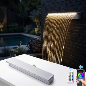 Fontana a <span class=keywords><strong>Cascata</strong></span> Rettangolare da Giardino per Esterni in Materiale ABS Impermeabile IP68 per Accessori Piscina - Product Image 1
