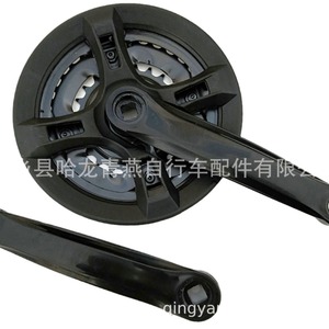 Juego de bielas de bicicleta de tres piezas con rueda hueca de hierro, 42T 34T 24T, recubiertas de plástico, color negro - Product Image 5