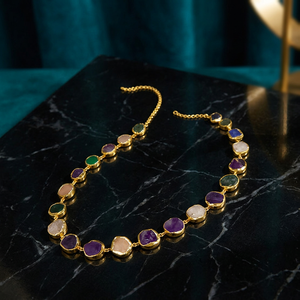 Nouvel Arrivage Parure de Bijoux Tendance en Pierre Naturelle et Laiton, Style Indien, pour Mariage, Fiançailles, Tenue de Plage, Quotidien, Fête et Anniversaire - Product Image 1