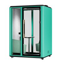 Cabine de réunion insonorisée mobile avec structure en aluminium durable pour 2 personnes, design moderne écologique, utilisation modulaire en entrepôt
