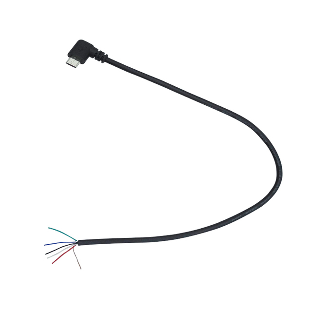 Support Custom High Quality Manufacturer USB 2.0 5 Wire Fast Charging Right Left Angle 90 Degree Data Micro B to Open Usb Cable