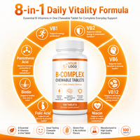 Comprimés à croquer de Vitamines B Complexes sous Marque Blanche, Multi-vitamines B pour Adultes, Adolescents et Femmes Enceintes, Complément Alimentaire