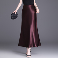 Jupe midi en satin d'acétate soyeux sur mesure OEM pour femme, élégante, unie, taille haute, demi-jupe, vêtements pour femme, vente en gros
