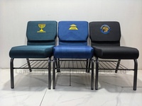 Chaises d'église empilables en gros, chaises d'église pas chères avec accoudoirs et genouillères, mobilier d'auditorium rembourré et emboîtable