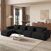 Canapé modulaire sectionnel moderne noir en velours nuage VOXHOME US en stock, livraison directe, pour salon