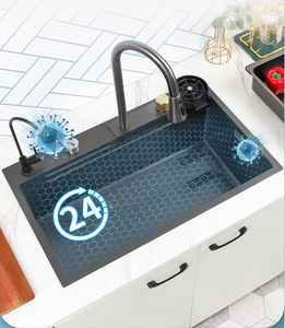 Multi-function Large Handmade SUS304 Stainless Steel Intelligent High and <strong>Low</strong> Step Wash Kitchen <strong>Sink</strong> With Cup Rinser - Product Image 2