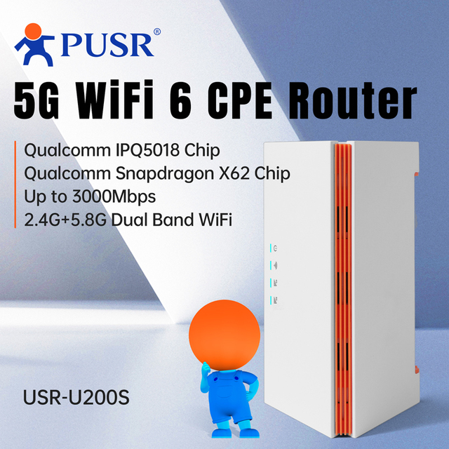 PUSR Global 4G/5G Dual Band WiFi6 AX3000 CPE Router Sim Card Slot Qualcomm IPQ5018 4*Gigabit Ports FWA up to 3000Mbps U200