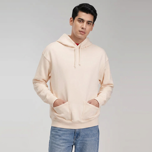 Oem Sweat A Capuch Étiquetage privé Sweats à capuche lourds Logo personnalisé Poches deux côtés Sweats à capuche beige épais et solide - Product Image 1