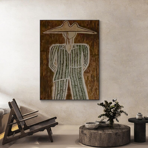 Pintura al Óleo Realista Moderna de Retrato de Vaquero <span class=keywords><strong>del</strong></span> Oeste Abstracto Pintado a Mano sobre Lienzo por B&C Art - Product Image 2
