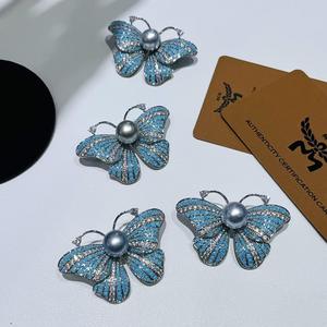 Broche de Mariposa de Perlas de Lujo de Alta Gama, Diseño Creativo Personalizado, Broche de Diamantes y Circonitas con Forma de Insectos, Animales y Flores - Product Image 3