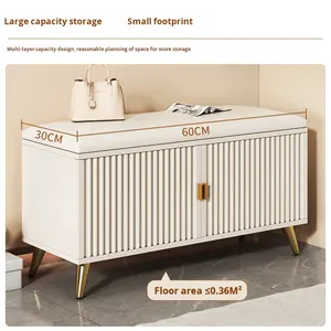 יוקרתי יוקרתי אור חלל ספסל נעליים מודרני-חוסך עץ הבית דלת ישיבה נעל שינוי צואה entryway ספסל ארוך - Product Image 4