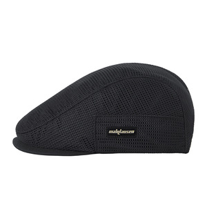 Maiqiaosen – béret en maille noir respirant pour hommes, casquette de protection solaire, vêtements d'extérieur décontractés - Product Image 1