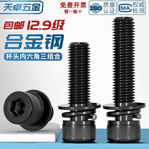 Hex Socket Head Cap Screws M3 M4 M5 M6 M8 12.9 Grade With Spring Washers Black Alloy Steel Fasteners - Product Image 5