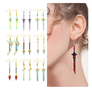 27 Designs <strong>Genshin</strong> <strong>Impact</strong> Anime Fine Jewelry <strong>Earrings</strong> Wolf's Gravestone Weapon Keychain Pendant <strong>Earrings</strong> Bulk for Women - Product Image 1
