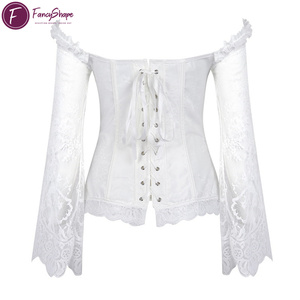 Corset sexy à manches en dentelle <span class=keywords><strong>et</strong></span> <span class=keywords><strong>jupe</strong></span> <span class=keywords><strong>longue</strong></span> en tulle <span class=keywords><strong>pour</strong></span> femmes-Corset victorien vintage overbust <span class=keywords><strong>pour</strong></span> robe de soirée de <span class=keywords><strong>mariage</strong></span> - Product Image 4