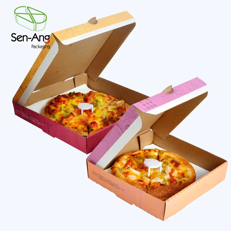 Boîte à pizza imprimée personnalisée, 50 pièces, emballage jetable en papier cordage