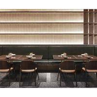 Ensemble de table et chaises rondes de style moderne pour restaurant, couleur marron, petite taille, pour 4 personnes