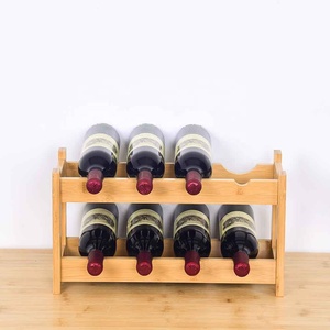 Estante de vino de bambú para muebles de sala de estar de cocina independiente de estilo minimalista de 2 niveles gratis con hueco para 24 botes - Product Image 3