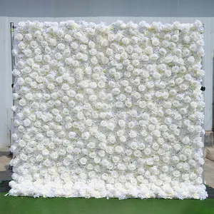 DIY結婚披露宴の花の壁8フィートX8フィートロールアップピンクローズ造花壁パネル背景装飾用Paredde Flores